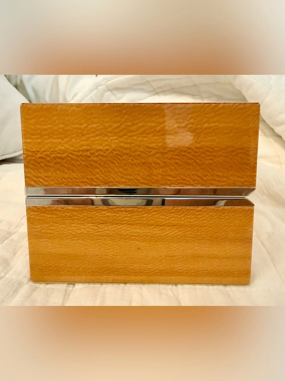 Original Concord Watch Co 382 8-Day Folding Travel Alarm Clock Box Burl Wood